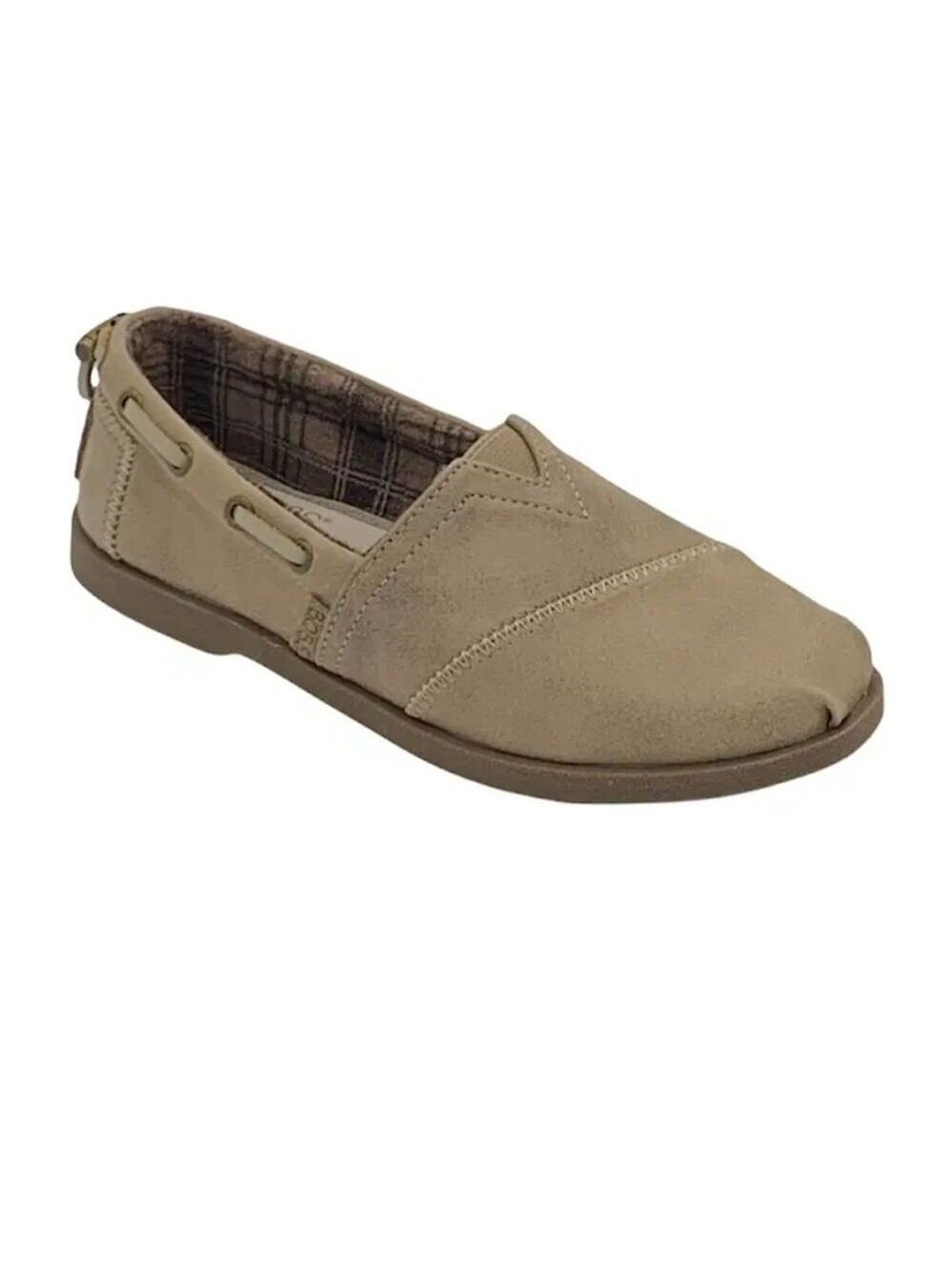 BOBS SKECHERS Microleather Taupe  Slip-On  Chill Luxe Flat Shoes Size US 9